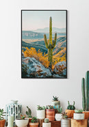 Stampa su Tela Laccata con Cornice Cactus 60x4x90 cm in Pino e Tela e Plastica      