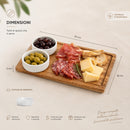 Vassoio Tagliere da Portata 30x18 cm 2  Ciotole per Aperitivo in Ceramica Bianco      