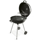 Barbecue a Carbone Carbonella Rotondo Ø57x90 cm con Ruote e Coperchio Struttura in Acciaio Nero      