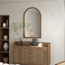 Specchio da Parete ad Arco 65x110 cm Cornice in Legno Marrone Scuro 