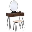 Consolle Trucco 2 Cassetti 80x40x136 cm con Specchio e Sgabello Noce