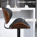 Set 2 Sgabelli da Bar con Schienale 53x52x92-112 cm in Legno e Finta Pelle Nero  