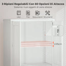 Armadio per Ufficio 80x40x175 cm a 3 Ripiani Regolabili con Serratura e 2 Chiavi in Acciaio Bianco      