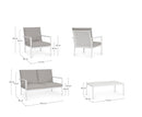Set 4 Pezzi Salotto da Giardino con Divano 2 Poltrone e Tavolino in Alluminio e PP Konnor Bianco 