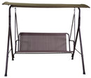 Dondolo 3 Posti da Giardino 170x120x150 cm in Metallo Kentucky Marrone