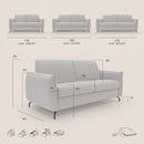 Divano Letto 3 Posti 215x95x96 cm in Tessuto Grigio