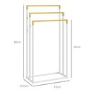 Portasciugamani Autoportante a 3 Sbarre 45x22,5x86 cm in Bambù e Acciaio Bianco e Legno