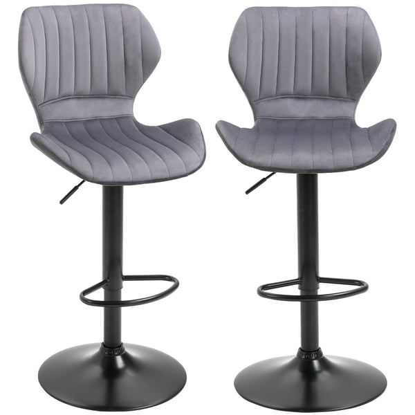 Set 2 Sgabelli da Bar 47x51,5x91,5-113,5 cm in Poliestere Vellutato Grigio acquista