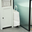 Cesto Portabiancheria Pieghevole con Manici 36L Ø38x45 cm in Cotone Naturale Bianco Crema 