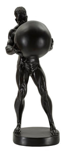 Statuetta Atlas 18,5x20,5x43,5 cm in Resina Nero e Oro      