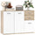 Credenza Moderna 106x35x76 cm con 3 Armadietti e 2 Cassetti color Legno