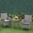 Set Tavolino e 2 Sedie da Giardino in Rattan Grigio