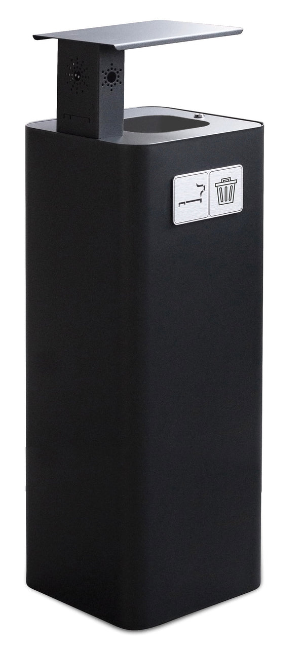 acquista Pattumiera Per Raccolta Rifiuti 30x30xh102 cm In Acciaio Verniciato con Coperchio Basculante Nero
