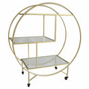 Carrello da Cocktail 3 Ripiani 94x82x37 cm in Vetro e Ferro Oro