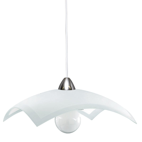 Sospensione 40X40 1xE27 Montatura Bianco-Cromo Vetro Lastra Bianco E-Energy Tobia sconto