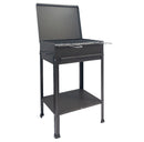 Barbecue a Carbone Stromboli 60x40x78 cm con Coperchio Ripiano e Cassetto per la Cenere in Acciaio Nero  