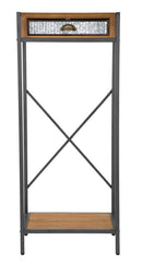 Porta Telefono Irish 50x40x121 cm in Ferro e Legno di Abete Marrone e Grigio
