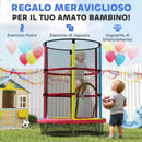 Trampolino per Bambini 3-6 Anni Ø160x190 cm con Rete di Sicurezza Senza Molle Multicolore      