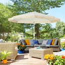 Ombrellone da Giardino 260x240 cm a Manovella Inclinabile con Frange in Poliestere e Metallo Bianco 