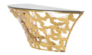 Console da Murro Butterflies 120x40,5x37,2 cm in Ferro e Vetro Oro      