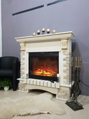 Camino Elettrico da Pavimento 118,1x123x40,3 cm Effetto Fiamma 1950W Topaz maxi & Mirabella Avorio