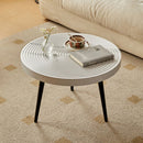 Set 2 Tavolini da Caffè Rotondi Ø60 cm e Ø50 cm Design Industrial in MDF e Metallo Bianco      