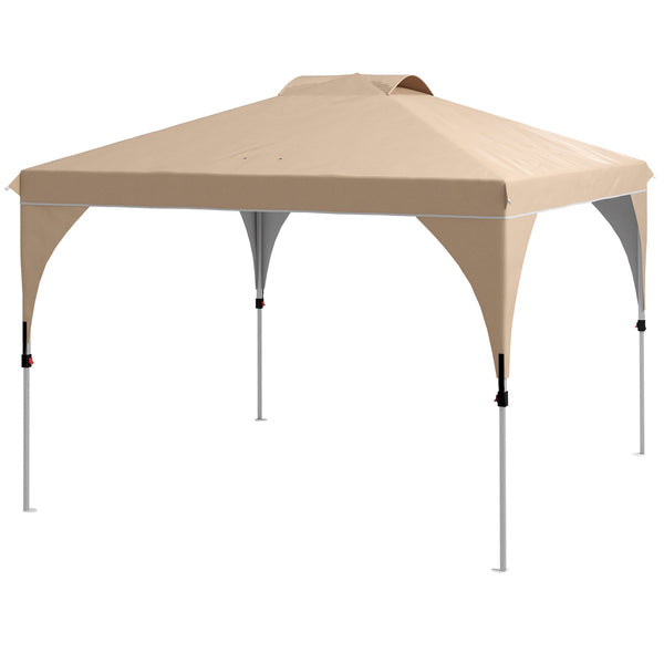 Gazebo da Giardino 3x3 m Pieghevole con Altezza Regolabile e Borsa di Trasporto con Ruote Beige sconto