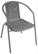 Sedia da Giardino in Acciaio e Rattan Becker Wood Grigia