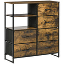 Cassettiera 6 Cassetti in Tessuto Stile Industriale 84x30x92 cm Marrone Rustico  