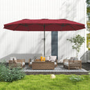 Ombrellone Doppio da Giardino 400x220x234H cm con Prese d'Aria e Manovella Nero e Rosso  