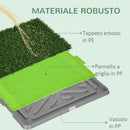 Lettiera per Cani con Prato Sintetico 67x41x 3,5 cm Erba di Ricambio e Vassoio Inferiore 