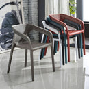 Set 4 Sedie da Giardino Impilabili 54x74x57 cm in Polipropilene Siena Tortora