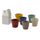 Set 6 Tazzine da caffè Accartocciati Multicolor con Lattiera Bianca in Gres Kaleidos