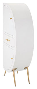 Mobiletto 2 Ante Venus 60x32x133 cm in MDF e Ferro Bianco e Oro      