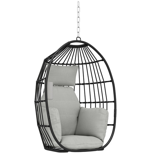 Poltrona Sospesa a Uovo 75x62x107 cm con Gancio Cuscino e Poggiatesta in Acciaio e Poliestere Grigio prezzo