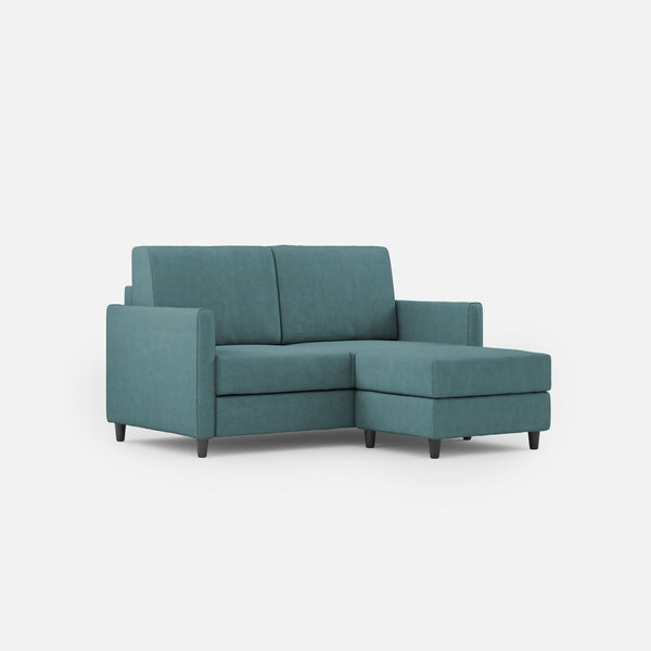 Divano 2 Posti con Pouf 158x145x85 cm Karay in Tessuto Petrolio prezzo