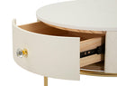 Comodino Toeletta con Puff Sharon Ø52x70 cm - Ø36x39 cm in Pino e MDF e Metallo e Plastica      