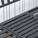 Panchina da Giardino 2-3 Posti 150x58,5x90cm con Tavolino Sollevabile in Metallo Nero      
