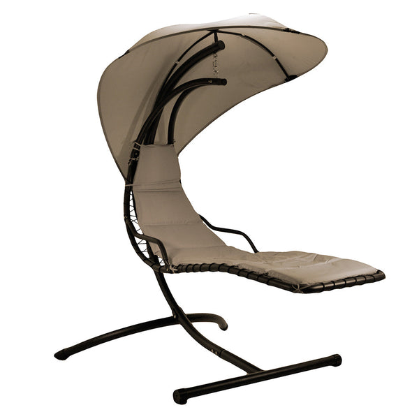 Dondolo da Giardino Pensile in Metallo con Cuscino e Parasole 120x175x220cm Pendent Beige prezzo