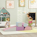Set 5 Blocchi Costruzioni Morbide per Bambini 1-3 Anni in Finta Pelle e Schiuma Multicolore Rosa    