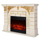 Camino Elettrico da Pavimento 111x145x38 cm Effetto Fiamma 1950W Imperial & Mirabella Avorio