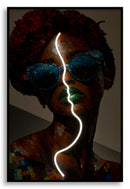 Stampa con LED su Tela Afro 60x3,5x90 cm in Tela e Plastica e MDF Multicolor      