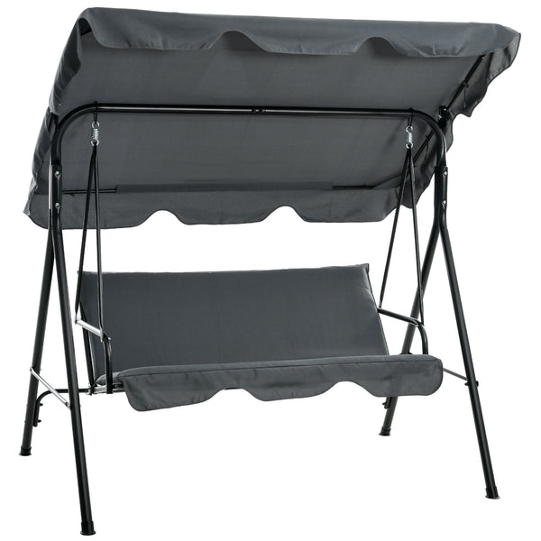 Dondolo 3 Posti con Tettuccio Regolabile 172x110x153 cm in Acciaio e Poliestere Grigio acquista