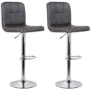 Set 2 Sgabelli 44x38x63/82 cm in Ecopelle con Base Cromata Grigio