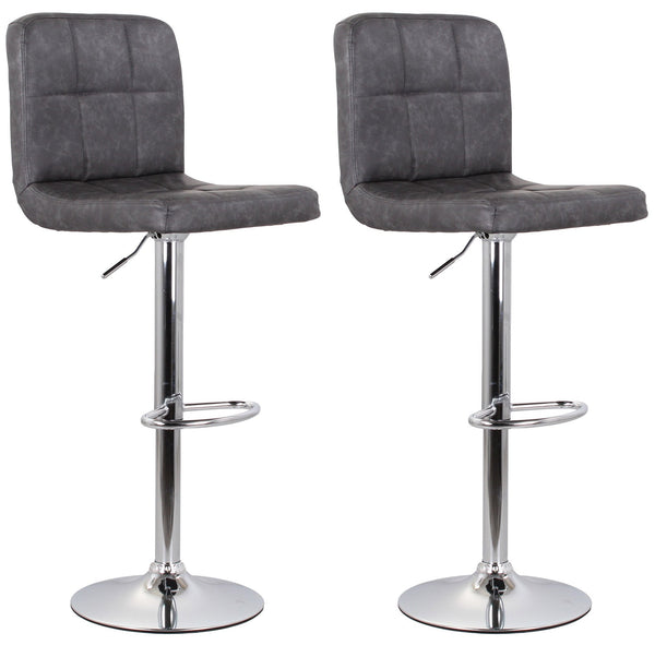Set 2 Sgabelli 44x38x63/82 cm in Ecopelle con Base Cromata Grigio online