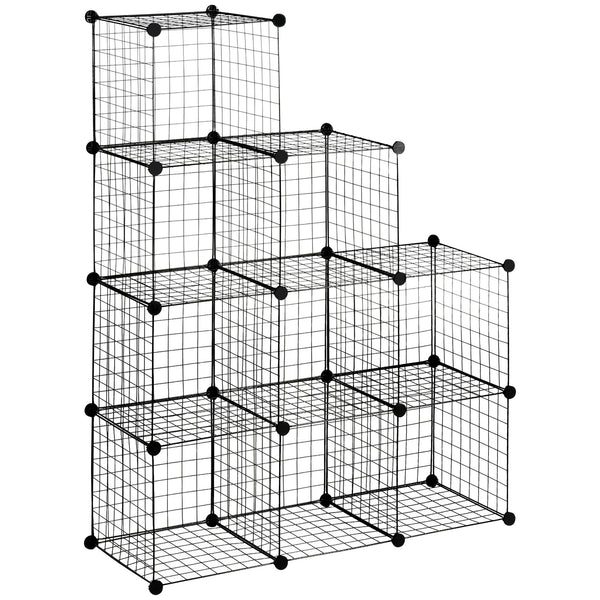sconto Libreria a 9 Cubi in Rete 35x35x35 cm con Pannelli in Acciaio e Polipropilene Nero