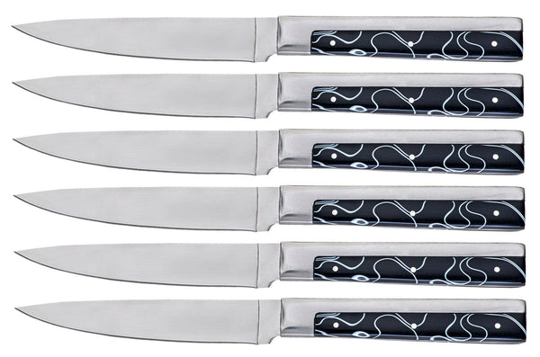Set 6 Coltelli da Tavola Lama Liscia in Acciaio Inox Samurai Nero sconto