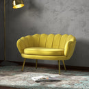 Divano 2 Posti 130x77x77 cm in Velluto Giallo  