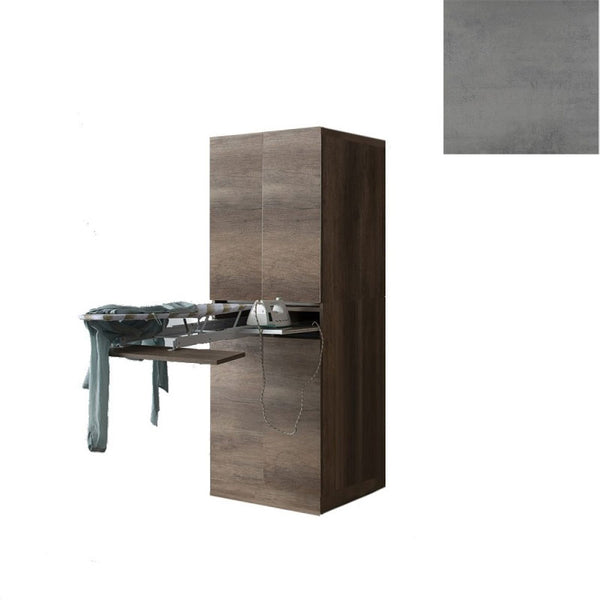 prezzo Mobile Lavanderia a Colonna per Lavatrice o Asciugatrice con Asse da Stiro e Ante 70x70x192A cm in Nobilitato Unika Grigio Cemento