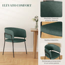 Set 2 Sedie Stile Moderno 57x53x73 cm in Velluto e Acciaio Verde  